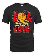 Loyalty Over Love Broken Heart Street Graphic Tshirt - black t-shirt on white background