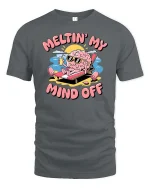 Meltin My Mind Off Funny Brain Summer Chill Graphic Tshirt - gray t-shirt on white background