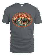 Camping Vintage Outdoor Adventure Nature Graphic Tshirt - gray t-shirt on white background