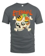 Eternal Skull Summer Beach Paradise Graphic Style Tshirt - gray t-shirt on white background