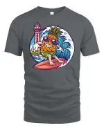 Funny Surfing Pineapple Beach Vibes Summer Graphic Tshirt - gray t-shirt on white background