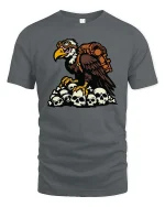 Vulture Skull Survivor Apocalypse Graphic Dark Style Tshirt - gray t-shirt on white background