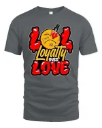 Loyalty Over Love Broken Heart Street Graphic Tshirt - gray t-shirt on white background