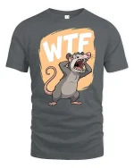WTF Funny Screaming Rat Cartoon Graphic Humor Tshirt - gray t-shirt on white background