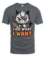 I Do What I Want Funny Angry Cat Graphic Attitude Tshirt - gray t-shirt on white background