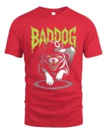 Bad Dog Mafia Cat Gangster Graphic Funny Tshirt Style - red t-shirt on white background
