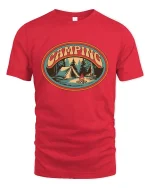 Camping Vintage Outdoor Adventure Nature Graphic Tshirt - red t-shirt on white background