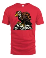 Vulture Skull Survivor Apocalypse Graphic Dark Style Tshirt - red t-shirt on white background