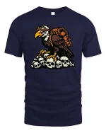 Vulture Skull Survivor Apocalypse Graphic Dark Style Tshirt - navy t-shirt on white background