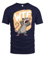WTF Funny Screaming Rat Cartoon Graphic Humor Tshirt - navy t-shirt on white background